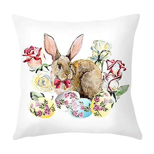 FeiliandaJJ Ostern Kissenbezug 45x45cm Kissenbezüge Kissenhülle Kaninchen Muster Zierkissenbezüge Kopfkissenbezug Pillowcase Für Autos Wohnzimmer Dekor (1-A) von FeiliandaJJ