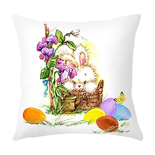 FeiliandaJJ Ostern Kissenbezug 45x45cm Kissenbezüge Kissenhülle Kaninchen Muster Zierkissenbezüge Kopfkissenbezug Pillowcase Für Autos Wohnzimmer Dekor (1-B) von FeiliandaJJ