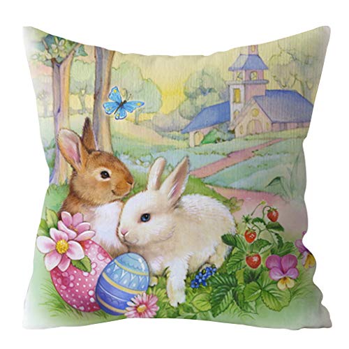 FeiliandaJJ Ostern Kissenbezug 45x45cm Kissenbezüge Kissenhülle Kaninchen Muster Zierkissenbezüge Kopfkissenbezug Pillowcase Für Autos Wohnzimmer Dekor (G) von FeiliandaJJ