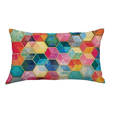 FeiliandaJJ Pillowcase, kissenhülle Kopfkissenbezug Rechteckig Retro Geometrie Muster Dekoration Kissenbezug Super weich Sofakissen für Wohnzimmer Sofa Bed Home,30x50cm (E) von FeiliandaJJ