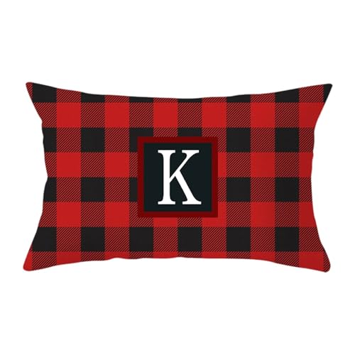 FeiliandaJJ Pillowcase Christmas Kariertes, 26 Buchstaben kissenhülle Kopfkissenbezug Rechteckig Weihnachten Dekoration Kissenbezug Super weich Sofakissen für Wohnzimmer Sofa Bed Home,30x50cm von FeiliandaJJ