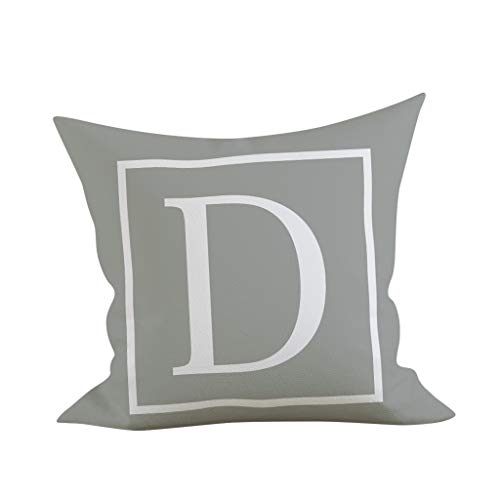 Pillowcase,FeiliandaJJ Grau Buchstaben Drucken Kissenhülle Kopfkissenbezug Rechteckig Dekoration Kissenbezug Super weich Sofakissen für Wohnzimmer Sofa Bed Home,45x45cm (D-1) von FeiliandaJJ