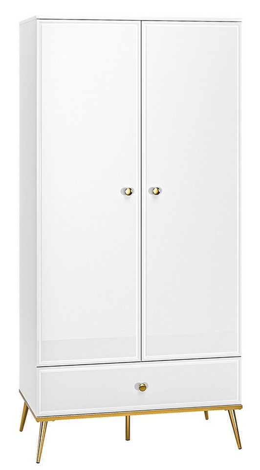 Feldmann-Wohnen Drehtürenschrank Goldin (2 Drehtüren, 1 Einlegeboden, 1 Kleiderstange, 1 Schublade, 1-St., 1-teilig) 92cm weiß matt, gold / weiß Hochglanz Feldmann-Wohnen Drehtürenschrank Goldin (2 Drehtüren, 1 Einlegeboden, 1 Kleiderstange, 1 Schublade, 1-St., 1-teilig) 92cm weiß matt, gold / weiß Hochglanz von Feldmann-Wohnen