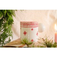 Weihnachten Schneeflocken Keramiktassen, Handgemachte Tassen, Kaffeetasse, Illustration Kaffeetassen, Geschenkidee von FelixCeramic