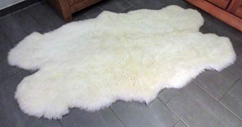 Felltrade echter Natur Öko Schaffellteppich Fellteppich weiß (aus 4 Fellen) von Felltrade