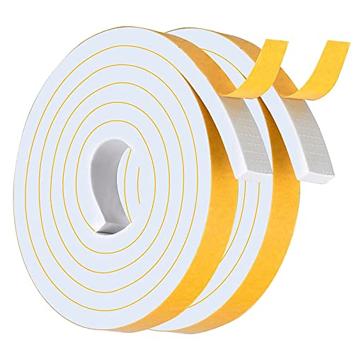 Dichtungsband für Türen Fenster 10mm(B) x 6mm(D)/8M(L) Selbstklebendes Schaumstoffband Türdichtung Gummidichtung für Kollision Siegel Schalldämmung, Weiß von Feluog