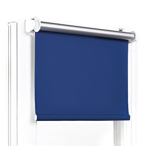 Moderne Verdunkelungsrollo ohne Bohren – Fenster/Balkontür – B125 x H150 cm, Marineblau – Klemmfix, einfache Montage – Thermo-Schutz, optimale Temperaturregelung – Ideal für Sichtschutz von Fenster DEKOR