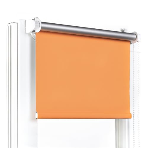 Moderne Verdunkelungsrollo ohne Bohren – Fenster/Balkontür – B45 x H150 cm, Orange – Klemmfix, einfache Montage – Thermo-Schutz, optimale Temperaturregelung – Ideal für Sichtschutz von Fenster DEKOR