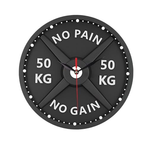 Fenteer 50 kg 3D-Langhantel-Wanduhr, dekorative Uhr, kreativ, modern, minimalistisch, tickt Nicht, Fitnessstudio-Uhr, für Zuhause, Fitnessstudio, Bodybuilding von Fenteer