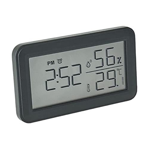 Fenteer Digitaler Wecker, Temperatur-Hygrometer, LCD-Bildschirm, elektronische Uhr, modische Desktop-Tischuhr für Schlafzimmer, Nachttisch, Büro, Schwarz von Fenteer