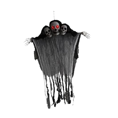 Fenteer Halloween Hängende Dekoration Spukhaus Requisite Gruseliger Fliegender Totenkopf Skelett Grim Gespenst für den Urlaub Vorgarten Rasen, Schwarz von Fenteer