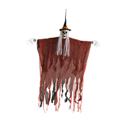 Fenteer Halloween-Hängeskelett, gruseliger Zombie-Horror, Neuheit, gruselige Halloween-Requisite, Halloween-Hängedekoration für Partygeschenke, Orange von Fenteer