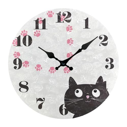 Fenteer Lustige Katzen-Wanduhr, Hängeuhr, Kunst, dekorative Bauernhaus-Dekorationswanduhr, geräuschlose Wanduhr für Wohnzimmer, Badezimmer, Stil b Fenteer Lustige Katzen-Wanduhr, Hängeuhr, Kunst, dekorative Bauernhaus-Dekorationswanduhr, geräuschlose Wanduhr für Wohnzimmer, Badezimmer, Stil b von Fenteer