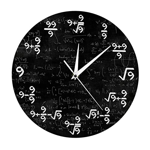 Fenteer Moderne Einzigartige 9's Formeln Mathematik Wanduhr 12 Zoll Mathematische Gleichungen Kunst Uhr Klassenzimmer Wohnzimmer Decor Geschenke von Fenteer