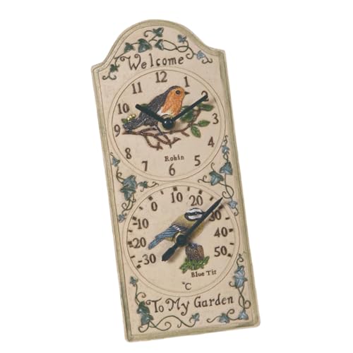 Fenteer Wandbehang-Uhr-Dekoration mit Thermometer, Innen- und Außenuhren, Temperaturanzeige, dekorative Uhr für Café, Bar, Zuhause Fenteer Wandbehang-Uhr-Dekoration mit Thermometer, Innen- und Außenuhren, Temperaturanzeige, dekorative Uhr für Café, Bar, Zuhause von Fenteer