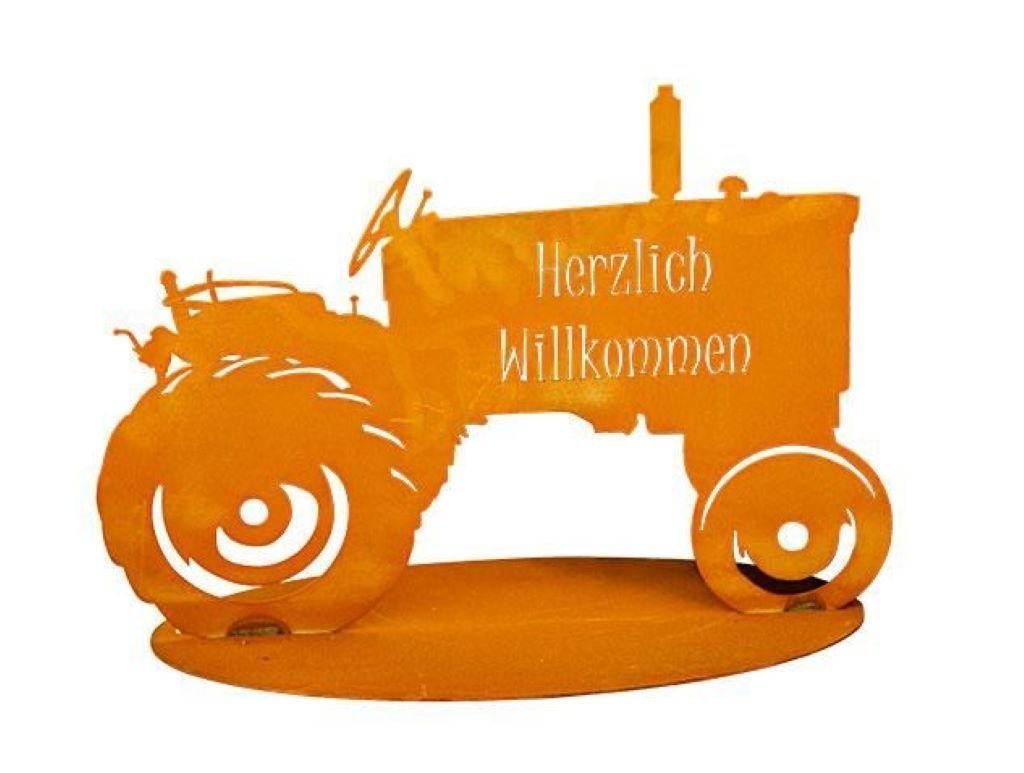 Ferrum Art Gartenfigur Traktor "Herzlich Willkommen", (1 Stück, 1 St., Traktor) von Ferrum Art