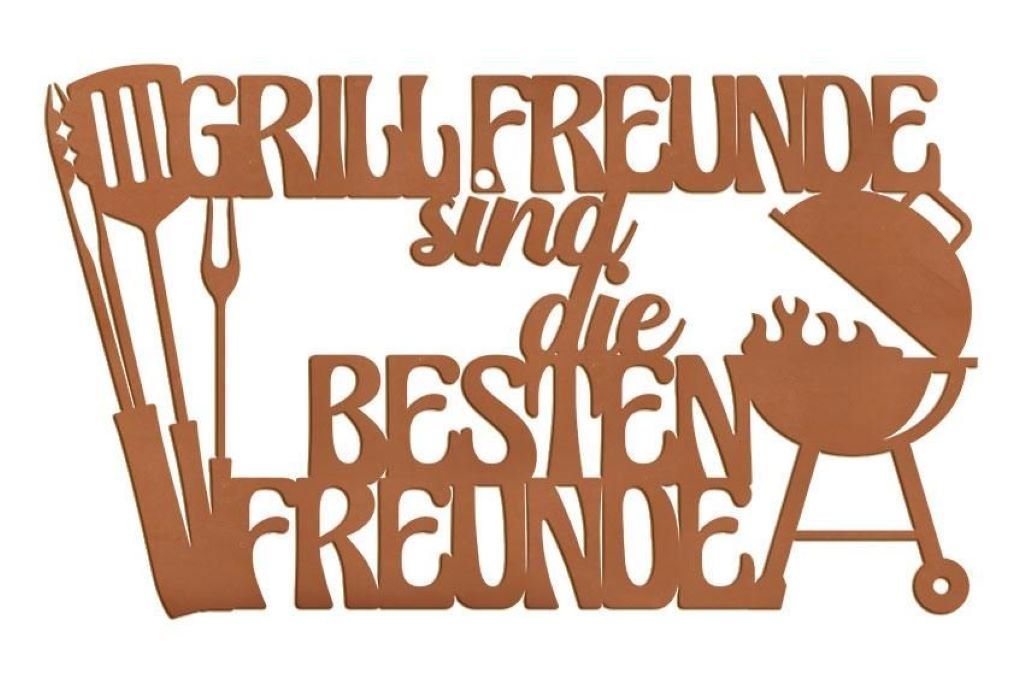 Ferrum Art Metallschild Schriftzug "Grillfreunde" - Edelrost von Ferrum Art