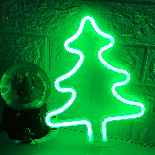 Weihnachtsbaum Neon grünes Nachtlicht, Weihnachtsbaum geformte LED Wandkunst Zeichen, Batterie oder USB angetrieben, Familienkinderzimmer, Bar, Partei, Hochzeit hängendes Nachtlicht von Fespcj