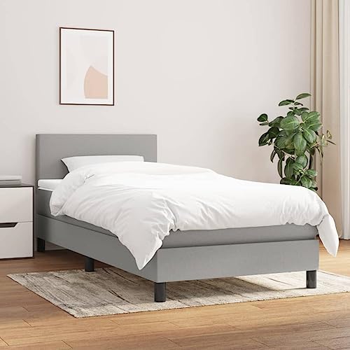 Festnight Polsterbett 100 x 200 cm, Bett Komplett, Set mit Matratze, Lattenrost, Boxspringbett mit Matratze Stoff, Bett mit Matratze,Bett mit Lattenrost und Matratze Hellgrau#3 Festnight Polsterbett 100 x 200 cm, Bett Komplett, Set mit Matratze, Lattenrost, Boxspringbett mit Matratze Stoff, Bett mit Matratze,Bett mit Lattenrost und Matratze Hellgrau#3 von Festnight