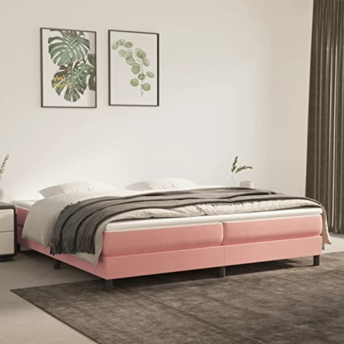 Festnight Polsterbett 200 x 200 cm, Bett Komplett, Set mit Matratze, Lattenrost, Boxspringbett mit Matratze Samt, Bett mit Matratze,Bett mit Lattenrost und Matratze Rosa von Festnight