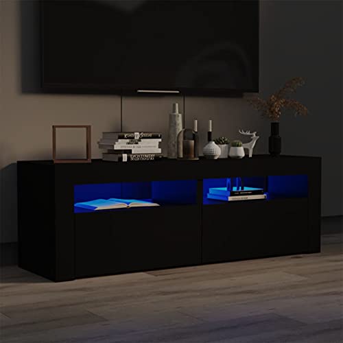 Festnight TV Schrank mit led TV Board Lowboard Sideboard Fernsehschrank Fernsehtisch TV Bank TV Tisch Wohnzimmer Schlafzimmer Möbel -Schwarz 120x35x40 cm von Festnight