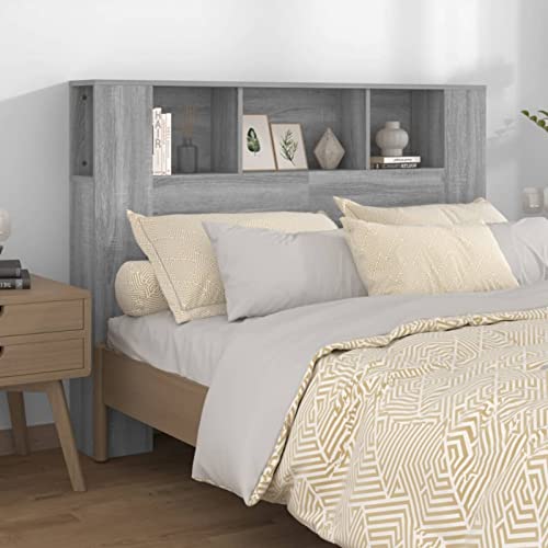 Festnight kopfteil Bett 140 mit ablage Kopfteil mit Aufbewahrung kopfteil Holz 140 Kopfteil-Regal Wand-Kopfteil Betthaupt Bettkopfteil Schlafzimmer-Grau Sonoma-140x18,5x104,5 cm von Festnight