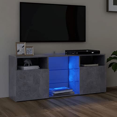 Festnight tv Schrank mit led Lowboard Fernsehschrank Fernsehtisch tv Bank tv Tisch TV Board Sideboard für Wohnzimmer Schlafzimmer Möbel Betongrau-2 120x35x40 cm von Festnight