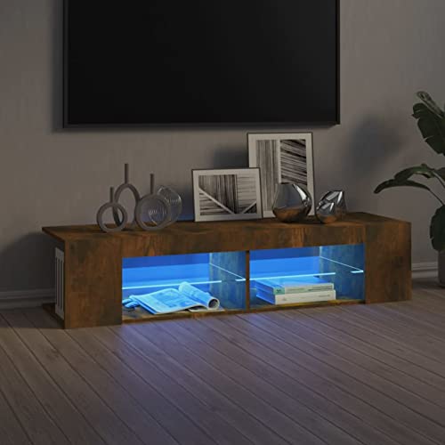 Festnight tv Schrank mit led Lowboard Fernsehschrank Fernsehtisch tv Bank tv Tisch TV Board Sideboard für Wohnzimmer Schlafzimmer Möbel Räuchereiche 135x39x30 cm von Festnight