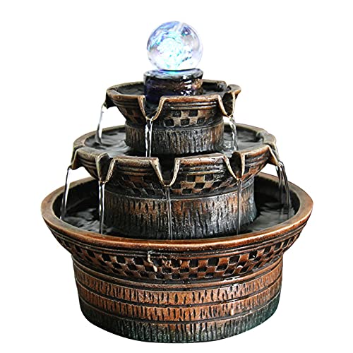 360° Full Perspective Spinning Orb Tabletop Fountain, Entspannung Desktop-Brunnen mit LED-Licht, Zen-Meditation Indoor-Wasserfall-Funktion, für Geschenke geben, Haus, Schlafzimmer oder Büro. von Fetcoi