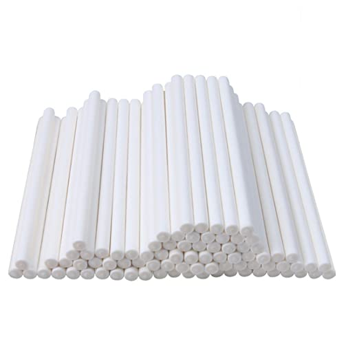 FEZ 100 Stück Cake Pop Sticks, 10 cm Cake Pop Stiel Papier,Cake pop stiele,Lollipop Sticks, Cake Pop Stiele Weiß für Herstellung Von Kuchenlutschern, Kekse，Desserts und Pralinen von Fezf