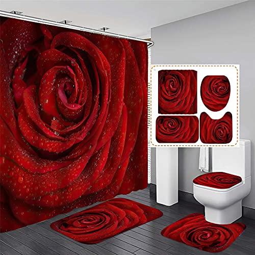 Fgolphd Duschvorhang Blume 180x200 180x180 Strand Bunt Badezimmerteppich 4-teiliges Set, Shower Curtains Wasserdicht (180 x 180 cm,13) von Fgolphd