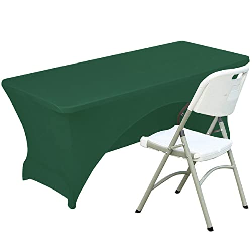 Spandex Tischdecke Ausgestattete Polyester Tischdecke Stretch Tischdecke Tischdecke Offene Rückseite – 6 Fuß/183 cm, Smaragdgrün von Fhberni