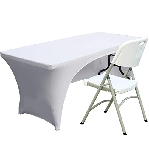 Spandex Tischdecke Fitting Polyester Tischdecke Stretch Tischdecke Tischplatte Offene Rückseite - 4FT/120CM, Weiß von Fhberni