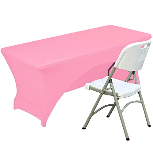 Spandex Tischdecke Fitting Polyester Tischdecke Stretch Tischdecke Tischplatte Offene Rückseite - 5FT / 153CM, Rosa von Fhberni