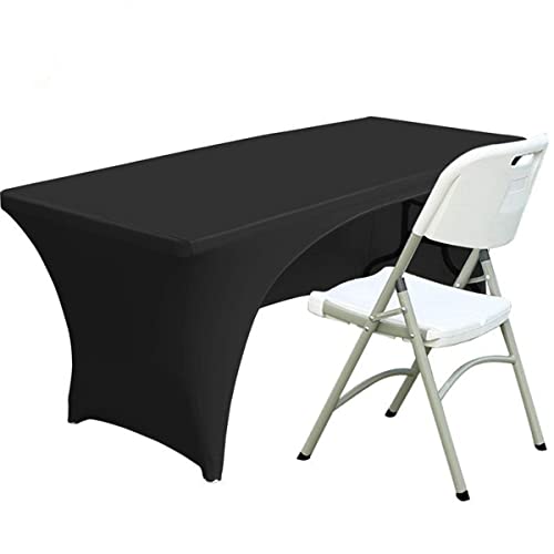 Spandex Tischdecke Fitting Polyester Tischdecke Stretch Tischdecke Tischplatte Offene Rückseite - 6FT/183CM, Schwarz von Fhberni