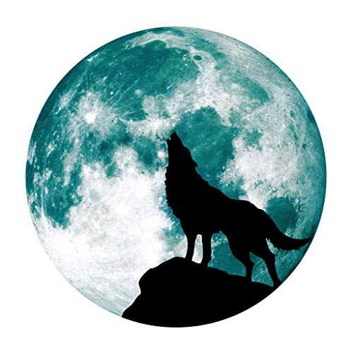 Kreative leuchtende Mond-Wandaufkleber Halloween-Dekorationsaufkleber leuchtender Wolf Fenster Hängen Kinderzimmer (Green, L) von Fhtahun