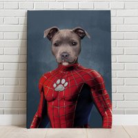 Benutzerdefinierte Haustier Portrait Spider Man Leinwand Lustige Liebhaber Vatertag von Fidocanvas