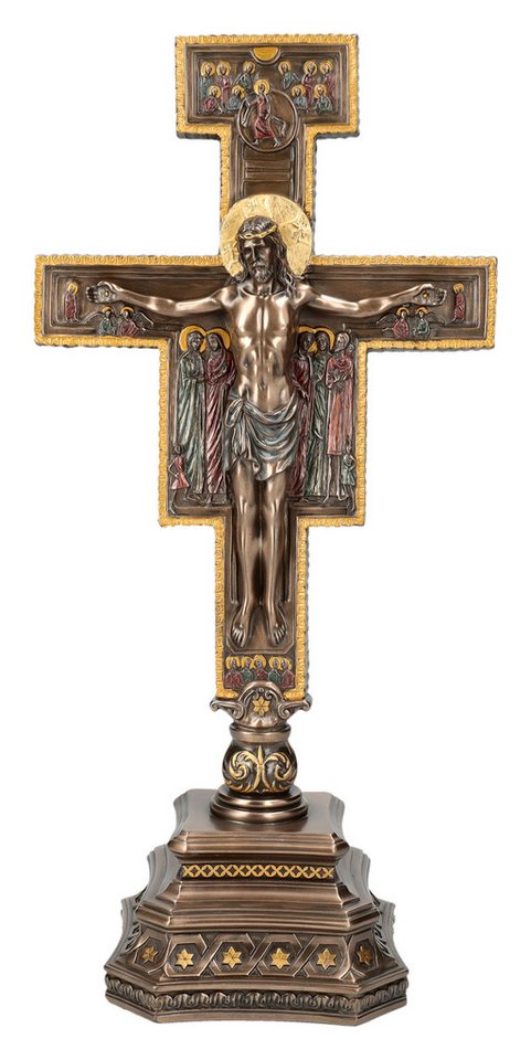 Figuren Shop GmbH Dekoobjekt Tischkreuz - Kreuz von San Damiano - Kruzifix mit Jesus - Veronese von Figuren Shop GmbH