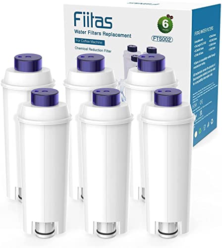 Fiitas Wasserfilter für Delong hi Dinamica Magnifica s ECAM Kaffeevollautomat DLSC002 De longhi Filterkartuschen Kompatibel mit ESAM, ETAM Series (6 Packs) FTS002 von Fiitas