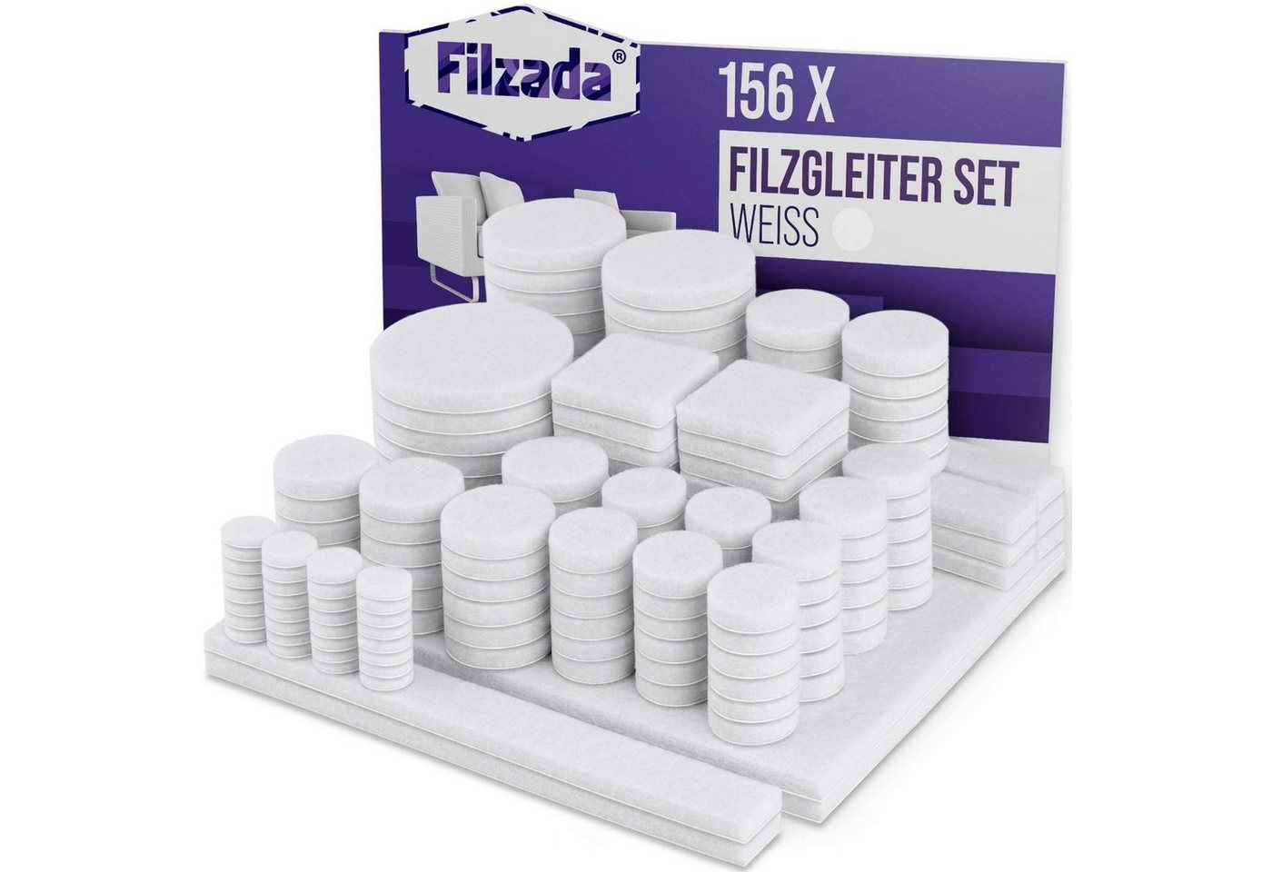 Filzada Filzgleiter Filzgleiter 156 St Selbstklebend Set Möbelgleiter Filz Rund Eckig von Filzada