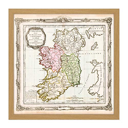 Map Antique De La Tour 1766 Ireland Historic Replica Square Wooden Framed Wall Art Print Picture 16X16 Inch Karte Antiquität Irland Holz Wand Bild von Fine Art Prints