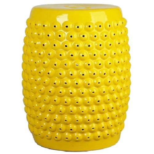 Fine Asianliving Keramik Hocker Gelb Dots Handgefertigt D33xH46cm China Keramik Gartenhocker Porzellan Glasierte Keramik Stool Chinesische Hocker Drum Garden Stool von Fine Asianliving