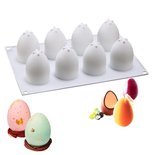 8 Löcher Ostern Weihnachten Ei Mousse Form 3D Eierform Ostereierform Silikonform zur Herstellung von Schokolade, Kuchen, Gelee, Dome-Mousse, Osterdekoration von Fine jade2