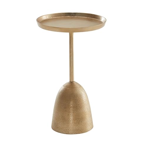 FineBuy Beistelltisch Gold 33x33x53 cm Anstelltisch Aluminium, Kleiner Sofatisch Metall Rund, Wohnzimmertisch Couch Modern, Couchtisch Hoch von FineBuy Möbel zum Wohlfühlen