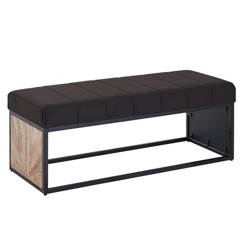 FineBuy Sitzbank Stoff Schwarz 105x40x40 cm Flur Polsterbank mit Metallgestell, Design Bettbank Schlafzimmer, Flurbank Garderobenbank von FineBuy Möbel zum Wohlfühlen