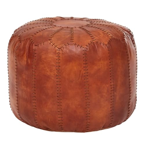 FineBuy Sitzhocker Echtleder Braun 52 x 40 x 52 cm Ottomane Wohnzimmer, Design Pouf Hocker Orientalisch, Polsterhocker Orient Beinablage Sofa von FineBuy Möbel zum Wohlfühlen