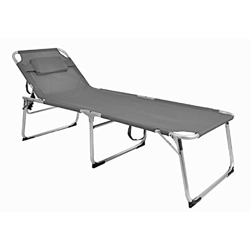 FineHome Klappbare XXL L200xB70xH45/95cm Sonnenliege Gartenliege Liege Aluminium Relaxliege mit Kissen gepolstert anthrazit von FineHome