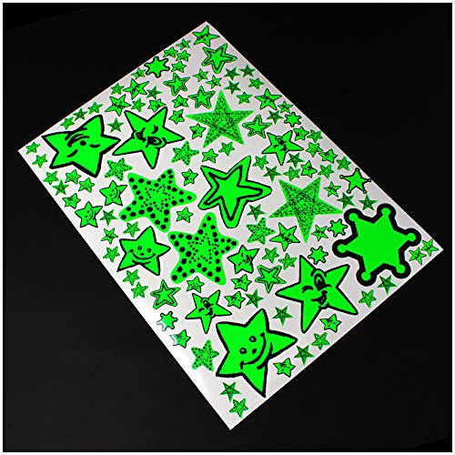 Finest Folia Sterne Sticker Set auf Din A4 Bogen Aufkleber selbstklebend Neon für DIY Scrapbooking Dekoration Geschenk Kinder (Neon Grün, R087 Sterne V3) von Finest Folia