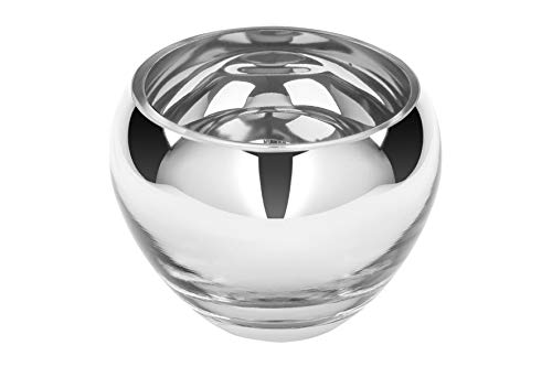 Fink COLORE Teelichthalter Glas Gold spülmaschinengeeignet, Größe: 9 cm, Durchmesser: 12 cm, 115050, Silber, 9 x 12 cm von Fink