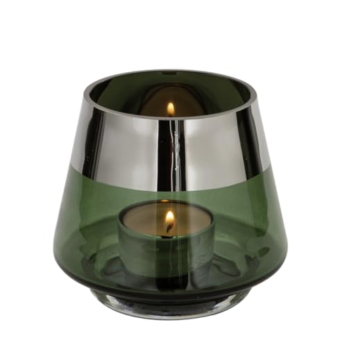 Glas Teelichthalter/Windlicht JONA grün H 9 x D 11 - (115311) von Fink